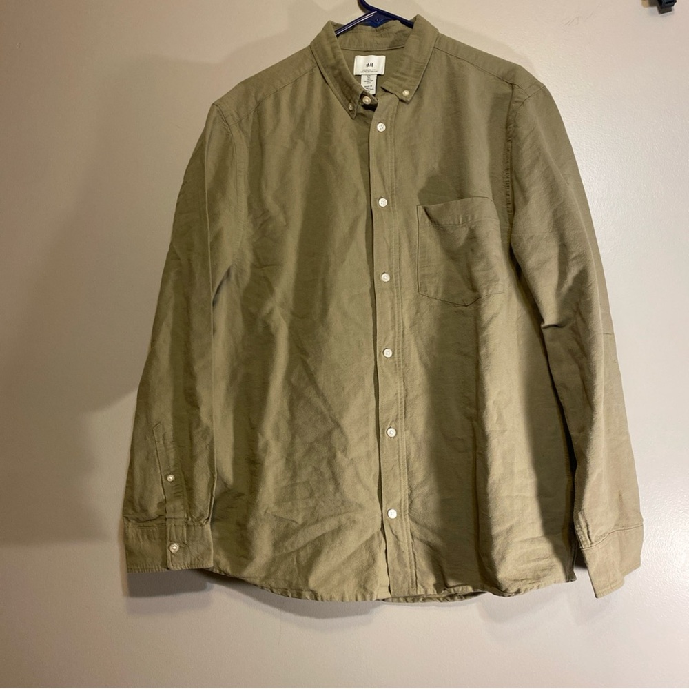 H&M  Regular Fit‎ Coupe Button Collar Long Sleeve Button Shirt Men L NWT Casual